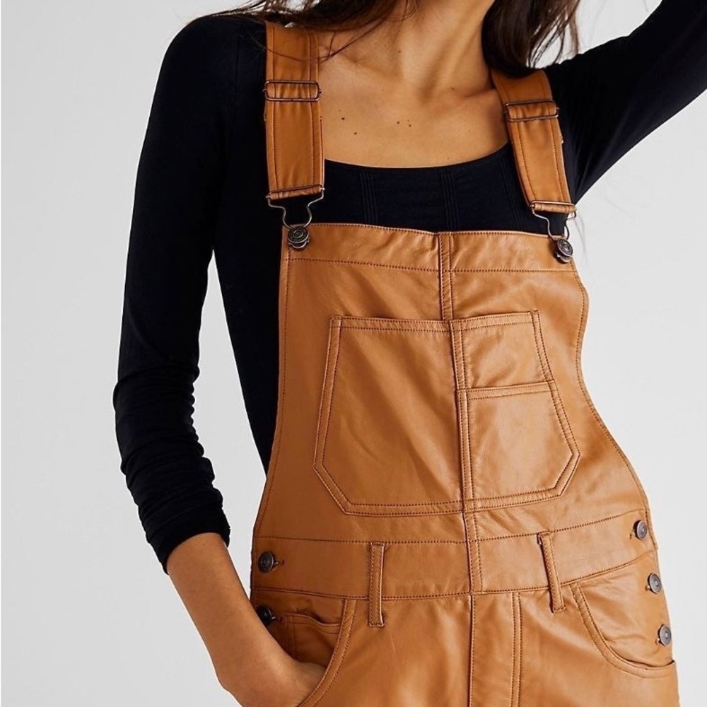 Free People Vegan Leather Overalls